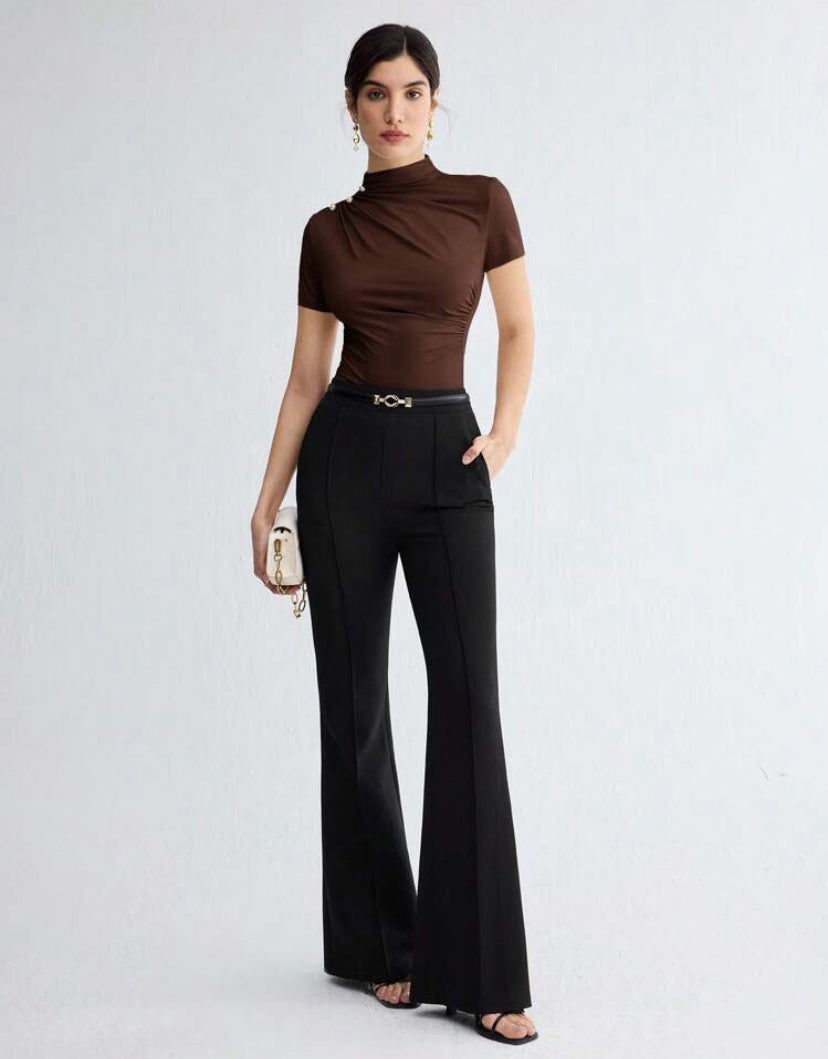 Blusa marrón manga corta S25UP08