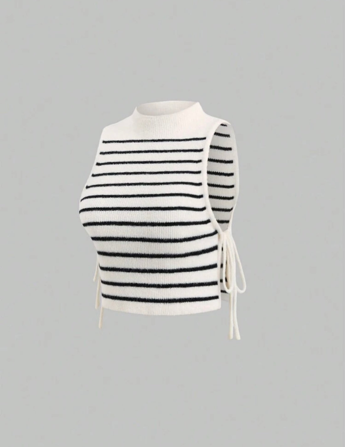 TopTrend Top de punto sin mangas con rayas y lazo M25PB09