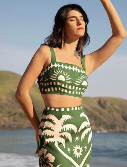 Viento Tropical  2 piezas Conjunto boho tropical de verano M25ÑX04