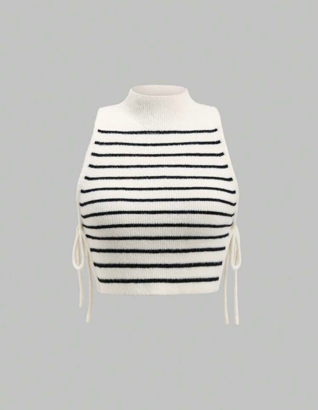 TopTrend Top de punto sin mangas con rayas y lazo M25PB09