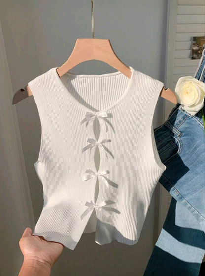 Top Unicolor con Decoración de Lazo E25MM010