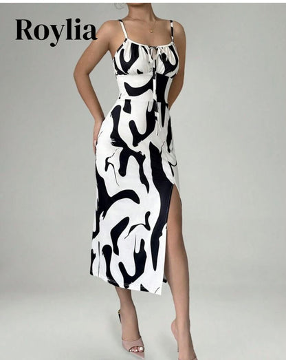 Belleza Fluida vestido maxi con abertura en el muslo M25ÑT01