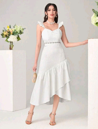 Vestido Ribete con Fruncido Delantero EZ09