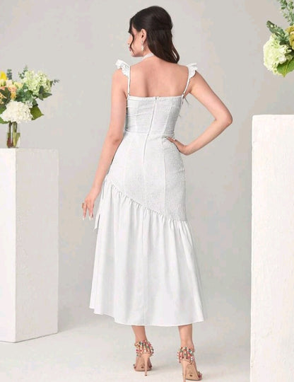 Vestido Ribete con Fruncido Delantero EZ09