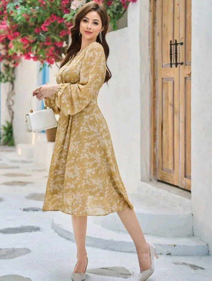 Vestido Floral de Manga Farol GJ04