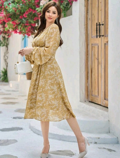Vestido Floral de Manga Farol GJ04