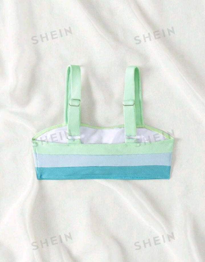 Top de Bikini Halter con Bloques de Color (771)