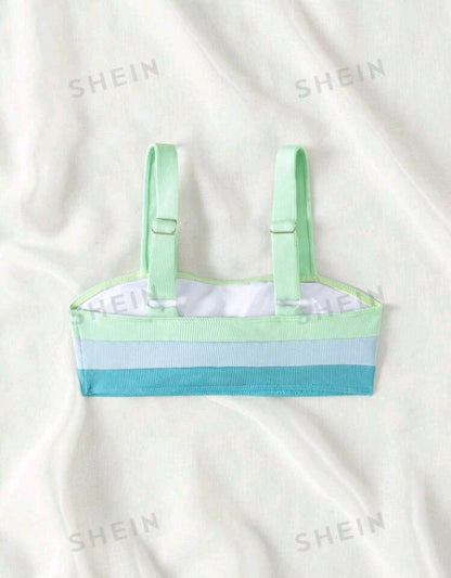 Top de Bikini Halter con Bloques de Color (771)