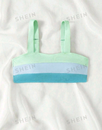 Top de Bikini Halter con Bloques de Color (771)
