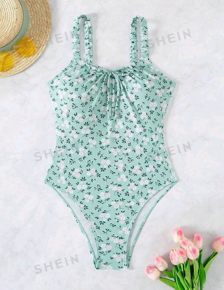 Traje De Baño Floral con Nudo Delantero GÑ02