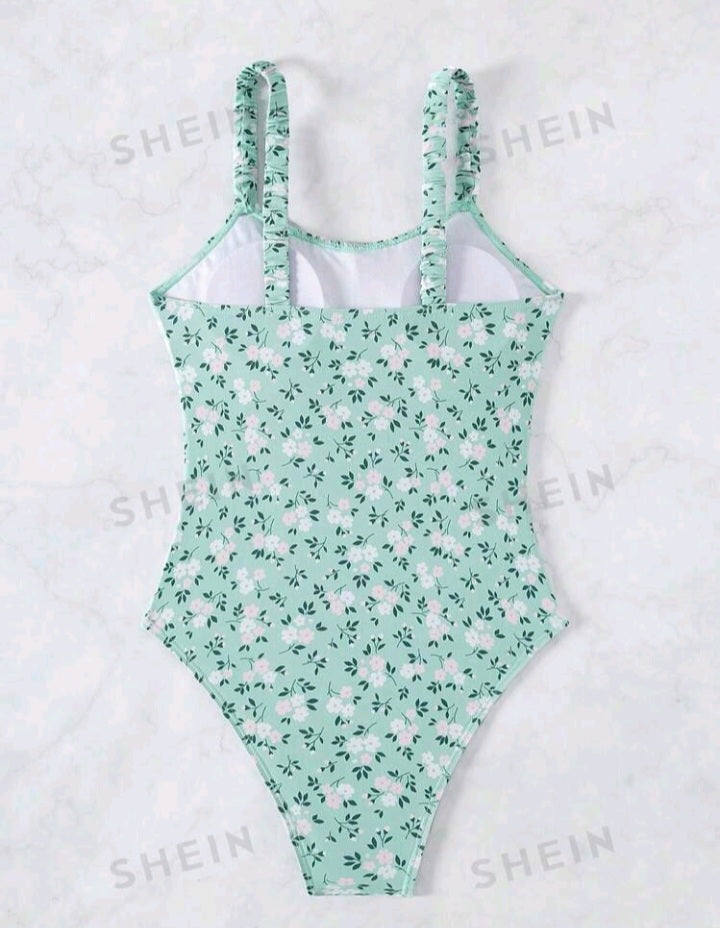 Traje De Baño Floral con Nudo Delantero GÑ02