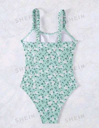 Traje De Baño Floral con Nudo Delantero GÑ02