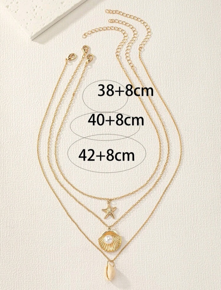 Set de 3 Collares con Accesorio de Concha y Estrella de Mar HG04