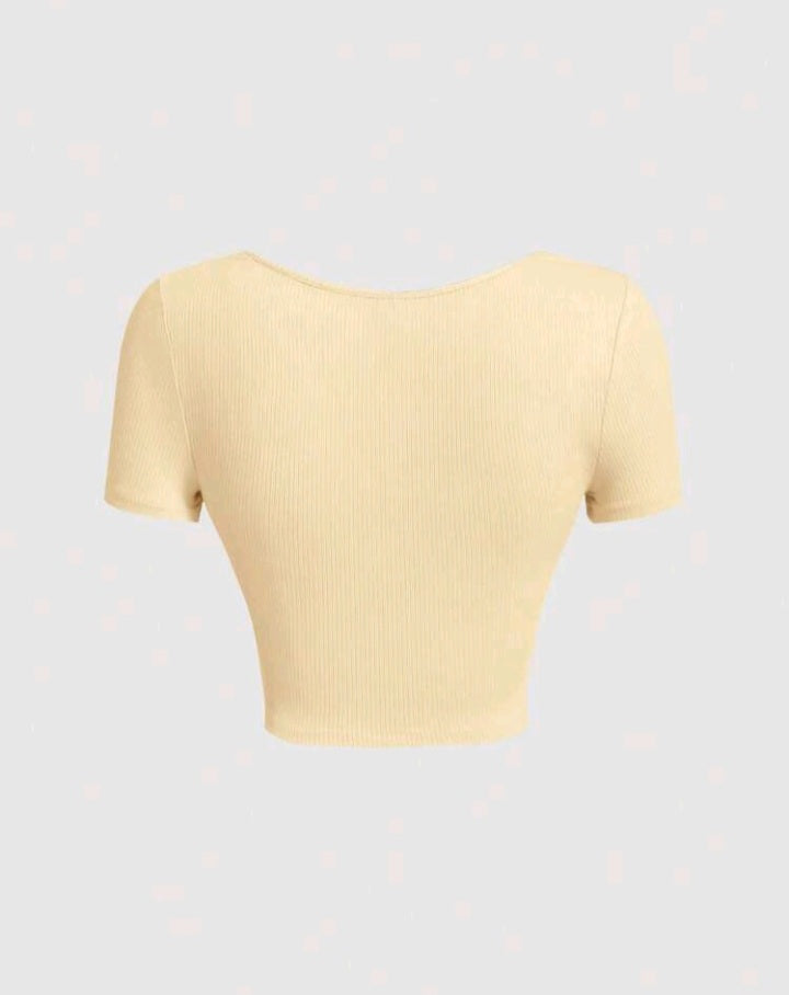 Camiseta Tejido de Canalé con Cuello Cuadrado (578)