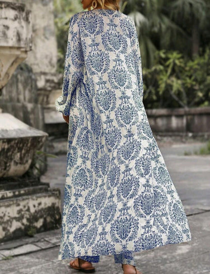 Camisa de Manga Farol y Pantalones de Pierna Ancha (582)