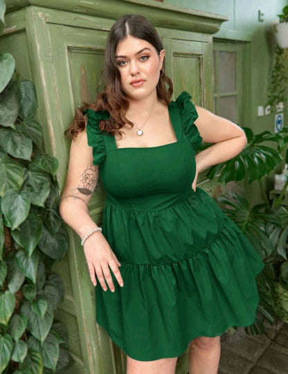 Vestido Sisa con Fruncido Bajo con Volante II02