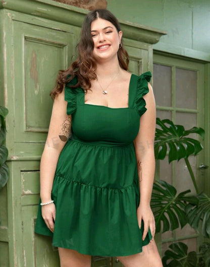 Vestido Sisa con Fruncido Bajo con Volante II02