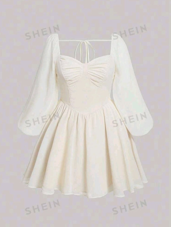 Vestido plus con mangas de farol II07