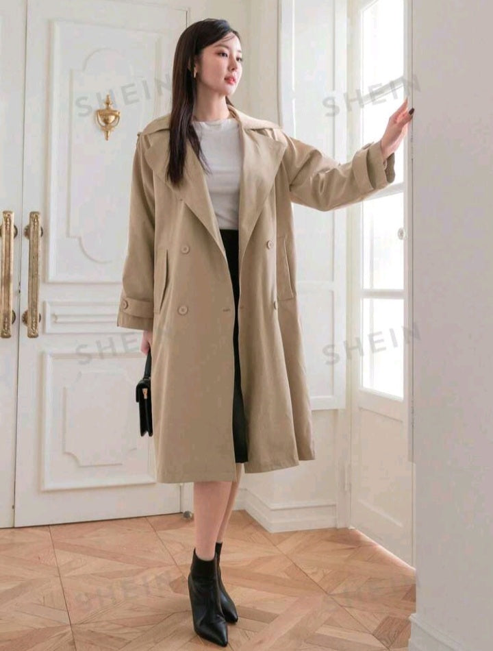 Abrigo de Doble Botonadura con Correa de Hombro (324)