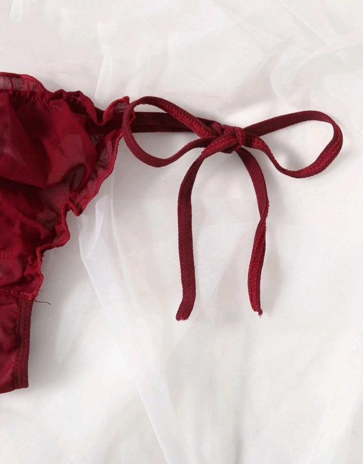 Set de Lencería de Gasa Ribete Fruncido (229)