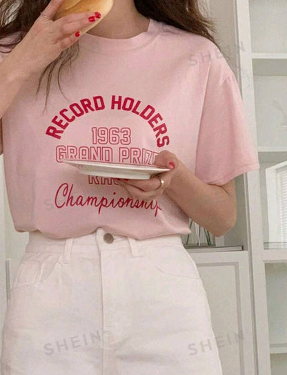 Camiseta con Impresión de Letras IY010