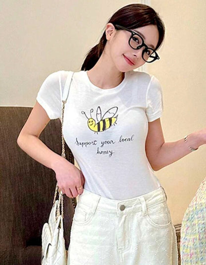 Camiseta con Estampado de Abeja IZ03