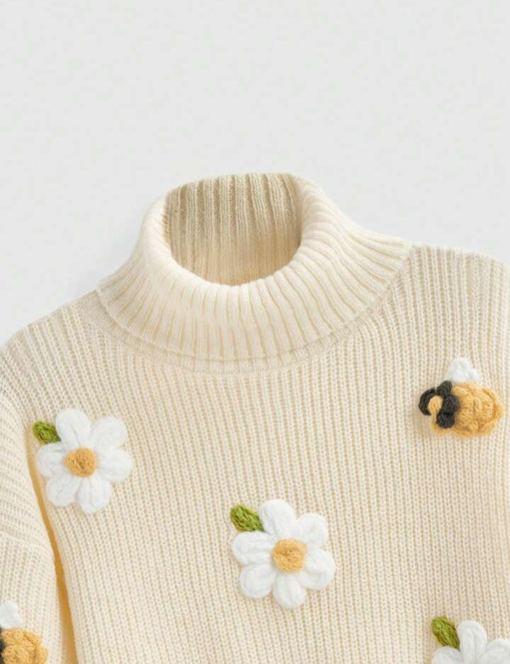 Jersey de Cuello Alto con Bordado 3D M25JY02