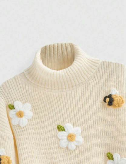 Jersey de Cuello Alto con Bordado 3D M25JY02