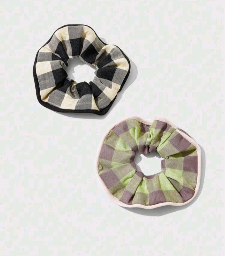 1 Piezas Scrunchie con Patrón de Cuadros KJ06