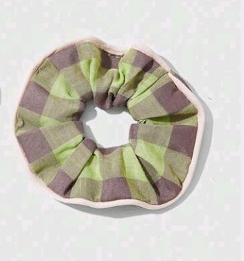 2 Piezas Scrunchie con Patrón de Cuadros KJ06