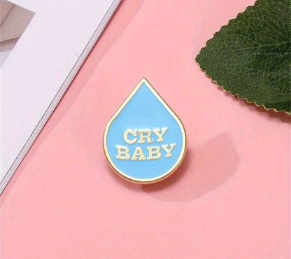 Broche con Diseño de Lágrima y Frase KZ09