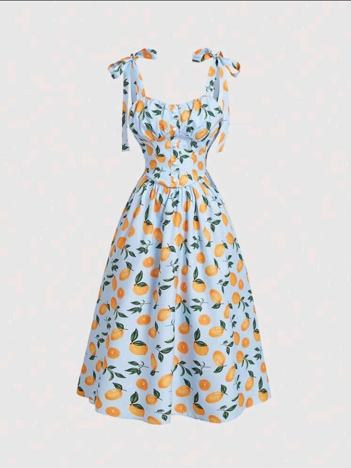 Vestido con Estampado de Frutas LZ010