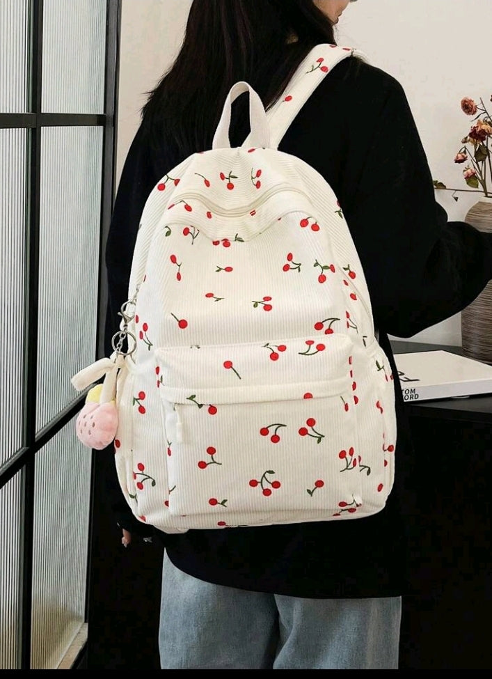 Mochila Grande con Estampado de Cerezas E25MA05