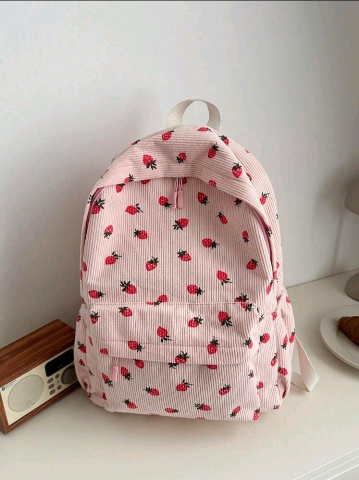 Mochila Casual con Estampado de Fresa E25MQ07