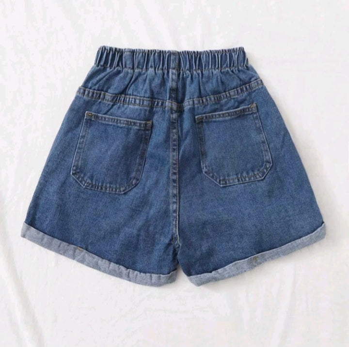 Denim Crush Shorts de Mezclilla con Doblez F25NY04