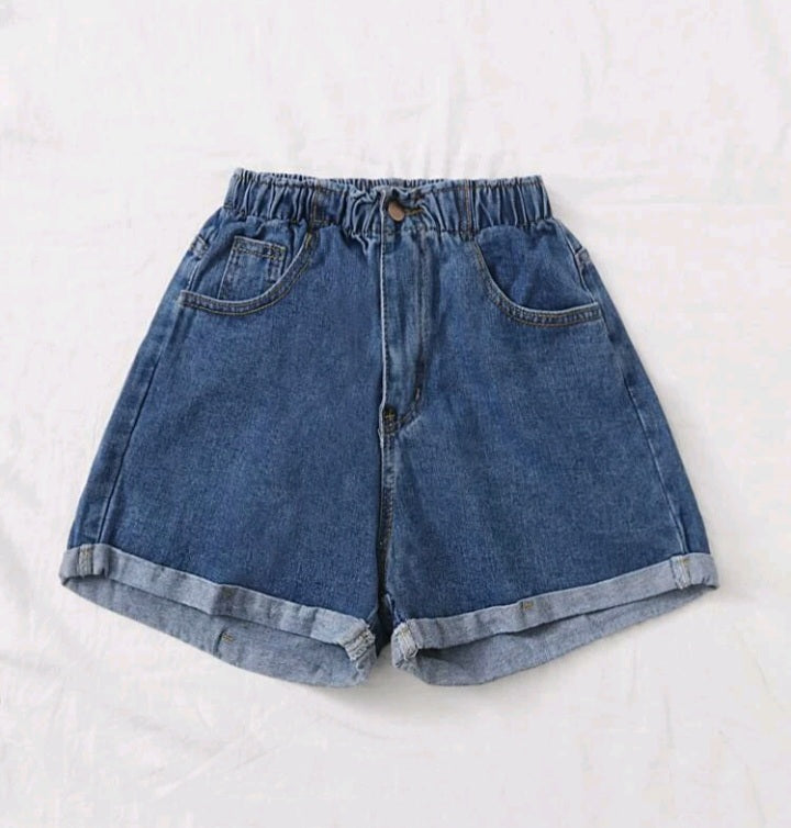 Denim Crush Shorts de Mezclilla con Doblez F25NY04