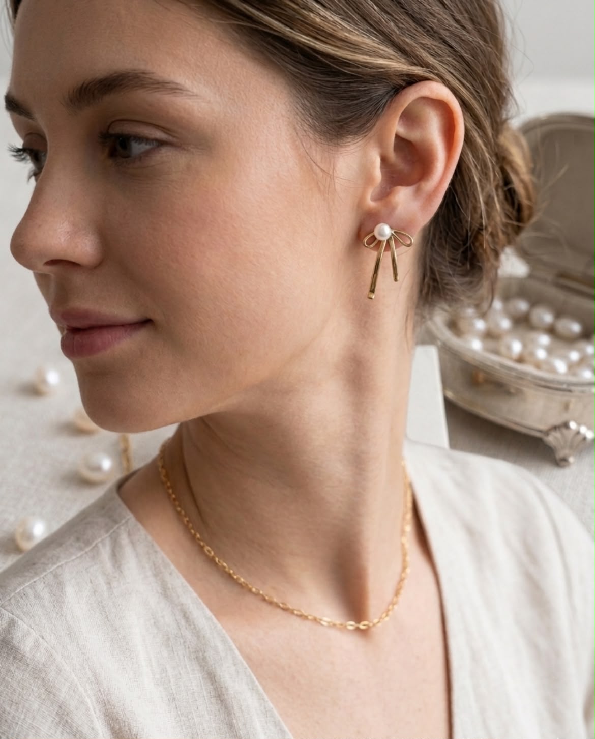 MOÑO DE PERLA PENDIENTES J26AE03