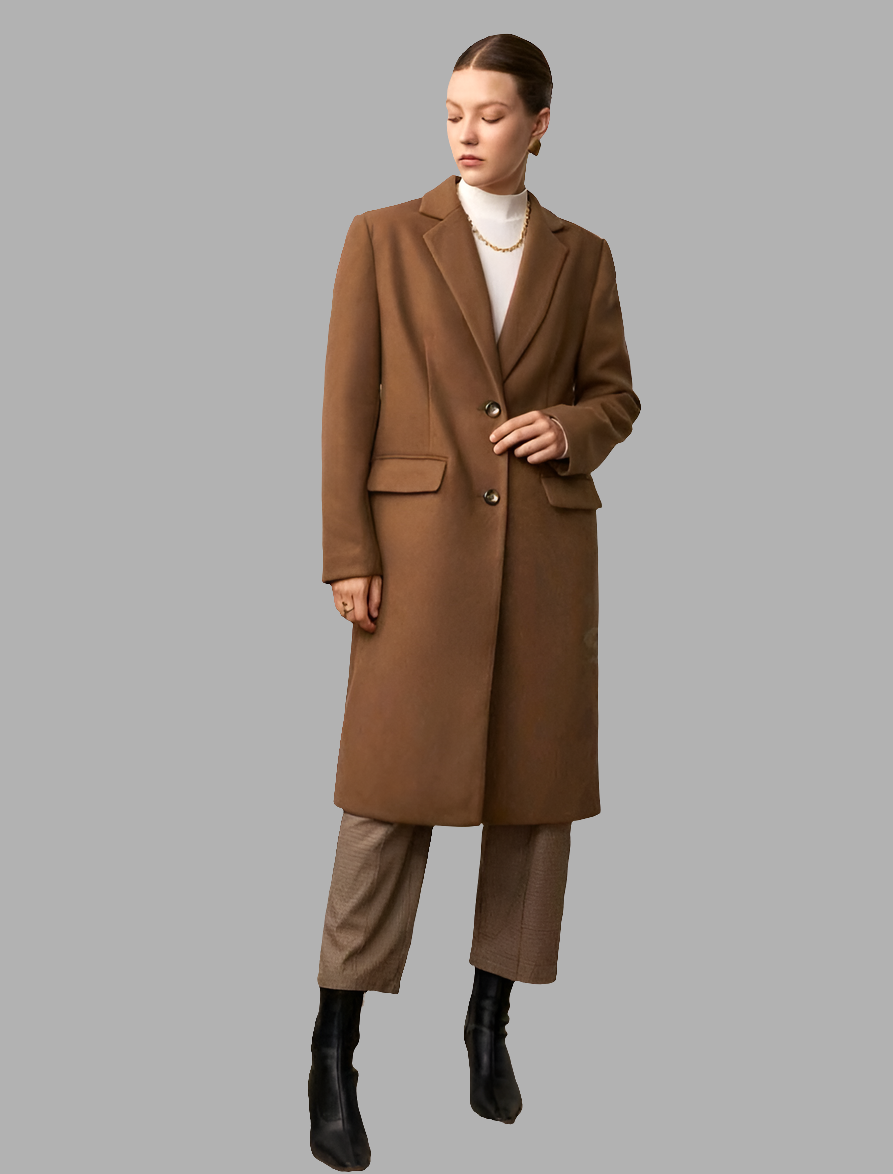 Abrigo de Cuello con Solapa y Doble Bolsillo IA06