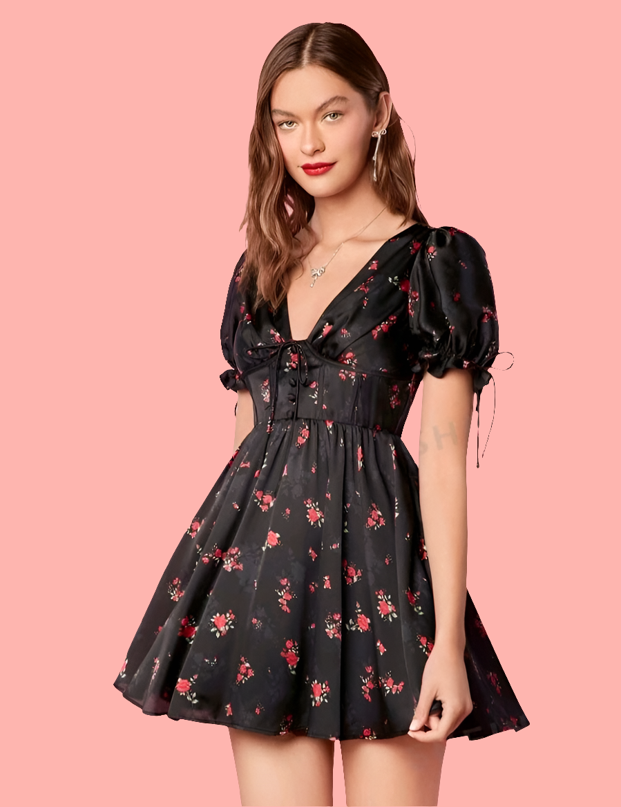 Vestido Elegante con Estampado Floral LU05