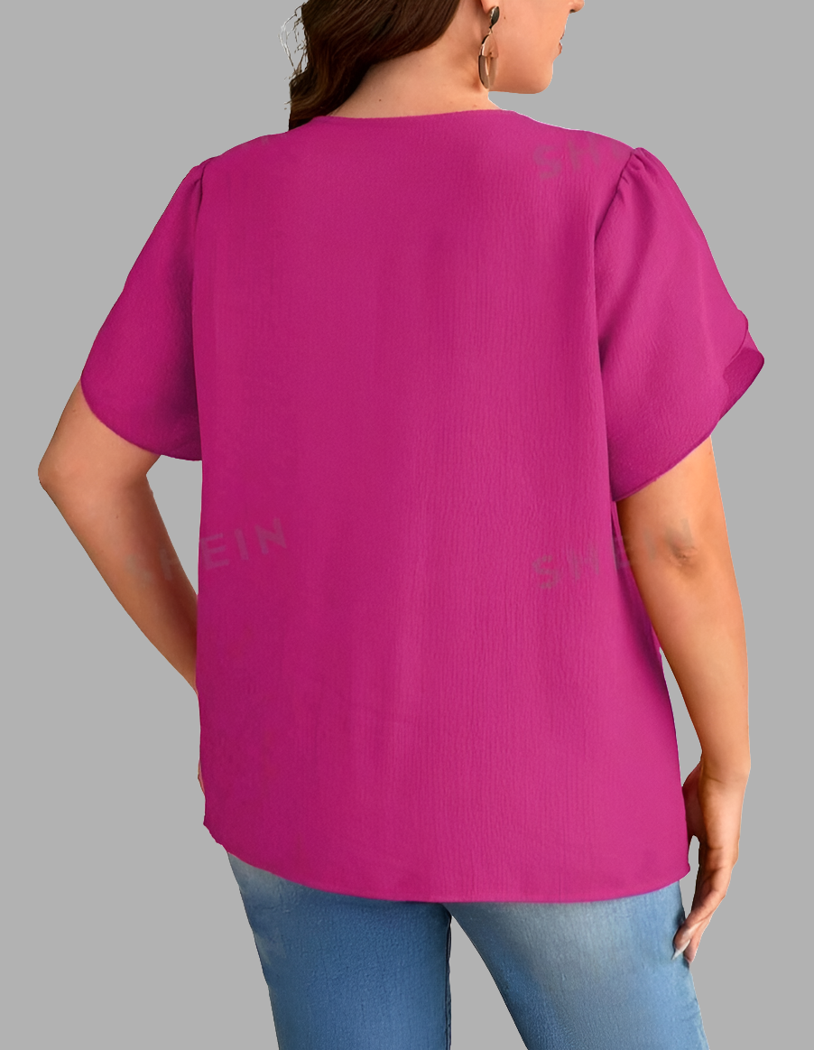 Blusa con Encaje de Manga Tulipán (545)