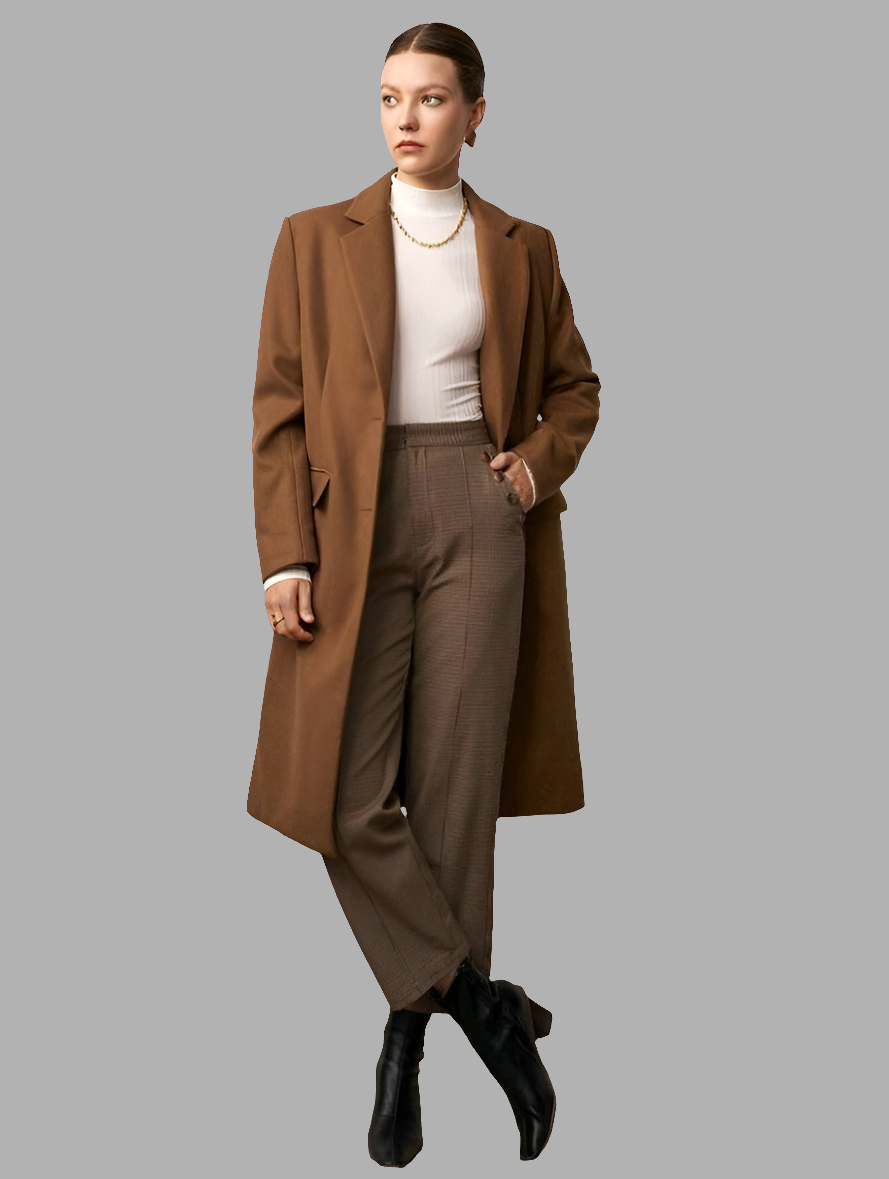 Abrigo de Cuello con Solapa y Doble Bolsillo IA06