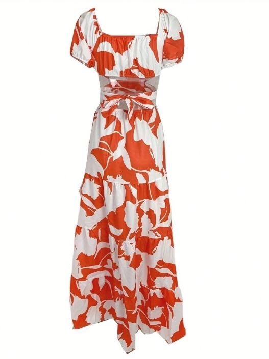 Vestido Estampado de Hombros Descubiertos GP09