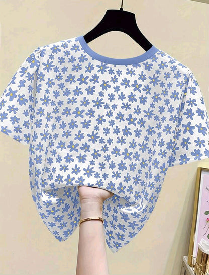 Camiseta grafica con estampado de flores A25QC08
