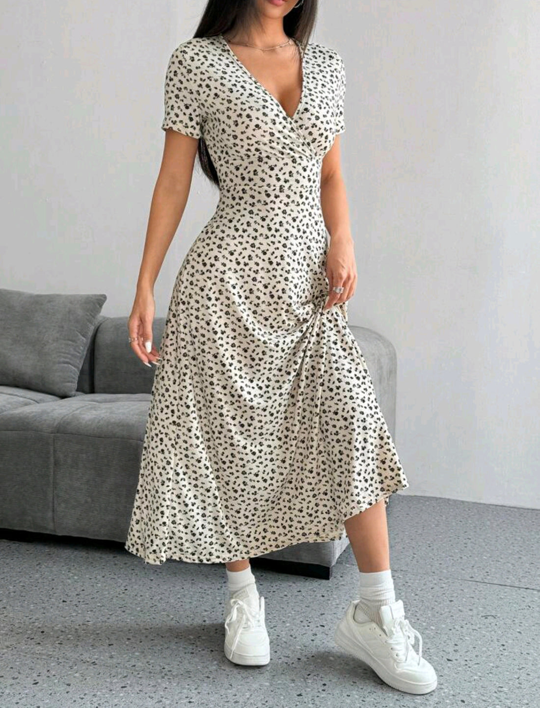 vestido casual de mujer con cintura ceñida A25PB04