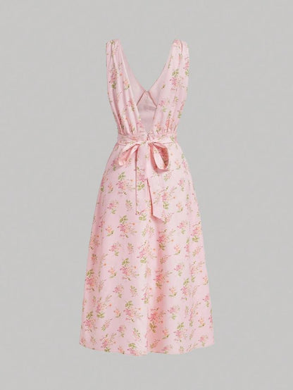 Vestido sin Mangas con Estampado Floral GZ05