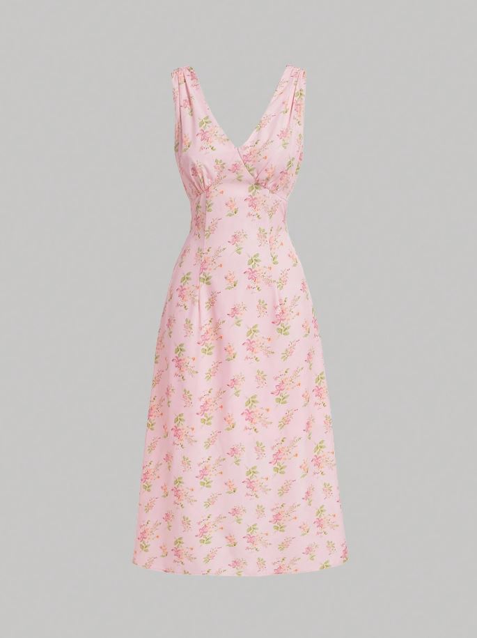 Vestido sin Mangas con Estampado Floral GZ05